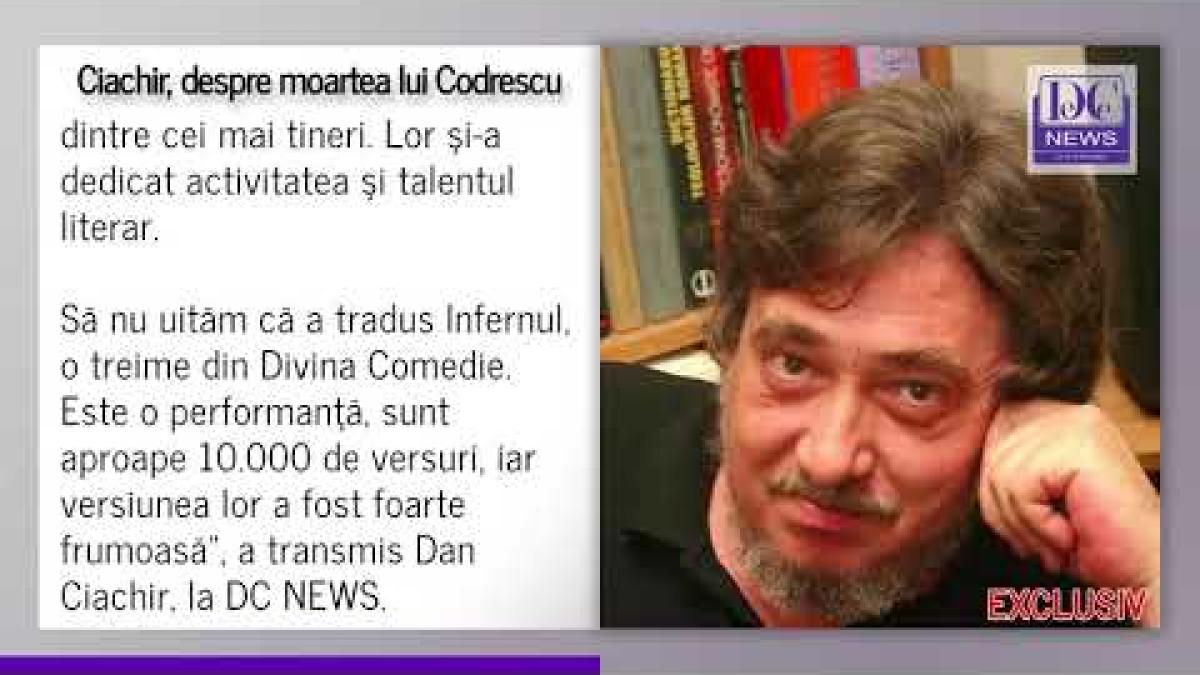 (EXCLUSIV) A murit scriitorul Răzvan Codrescu. Dan Ciachir, primele declarații