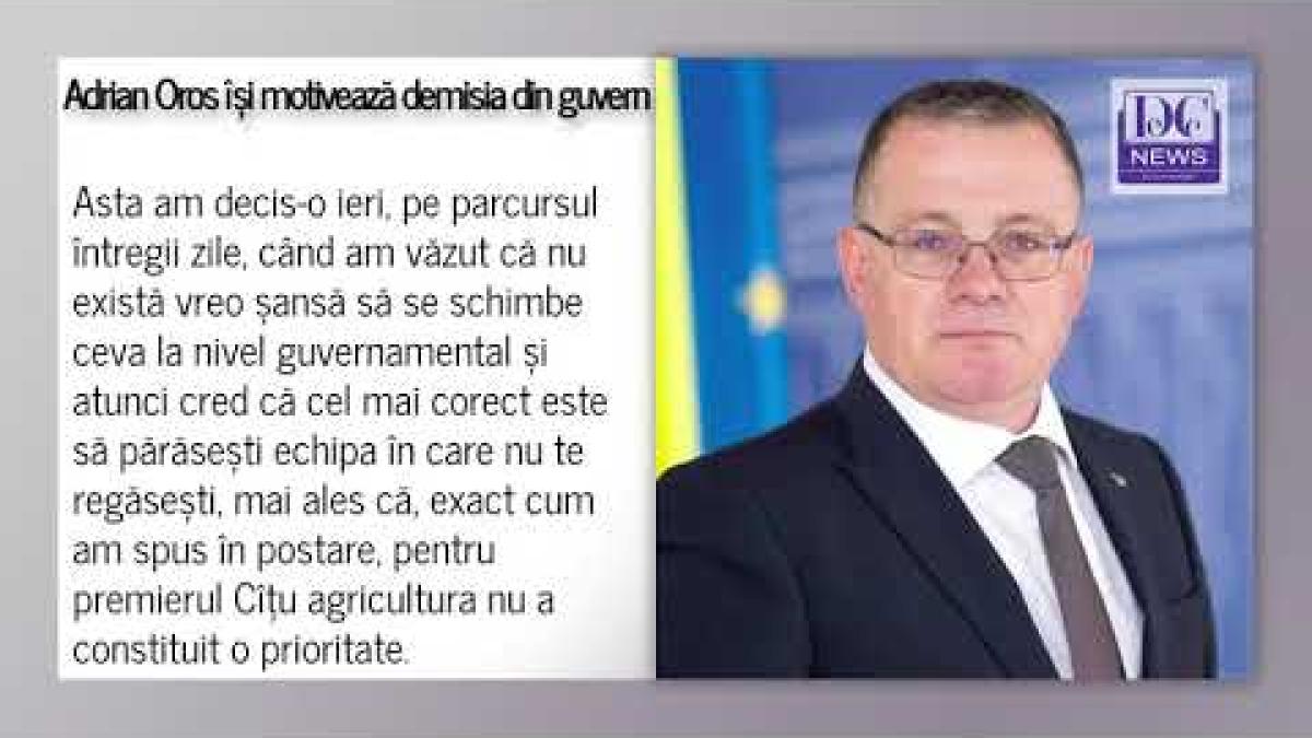 Adrian Oros își motivează decizia de a DEMISIONA. Ce îi reproșează lui Cîțu