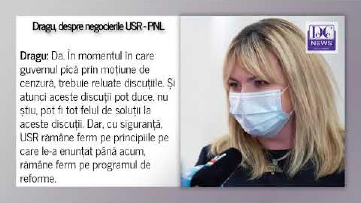Anca Dragu: Dacă trece moțiunea, USR va relua discuțiile cu PNL