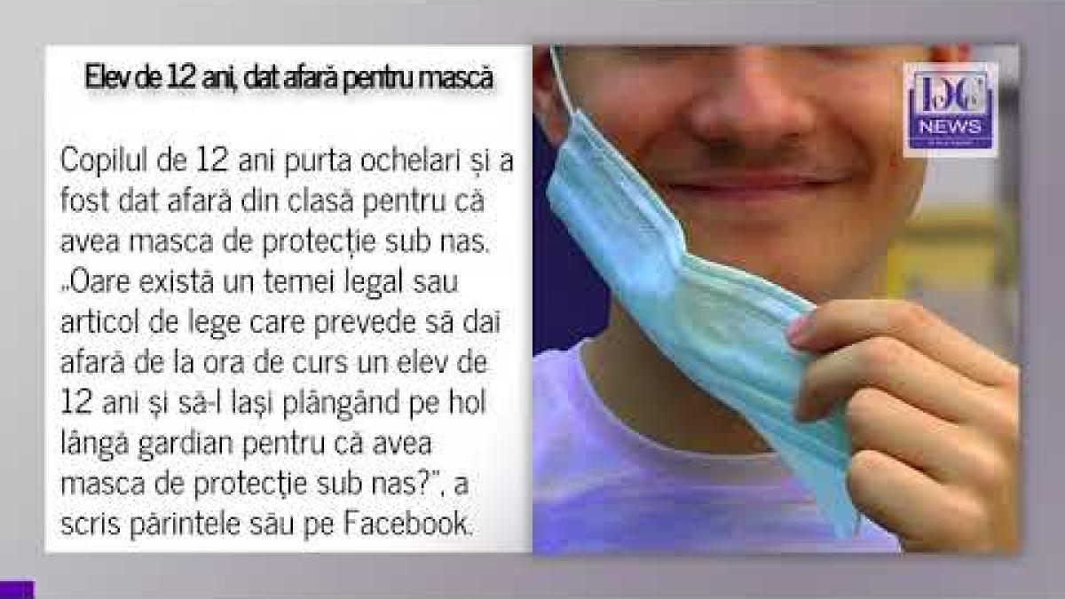 Elev de 12 ani, dat afară de la oră fiindcă nu purta masca pe nas