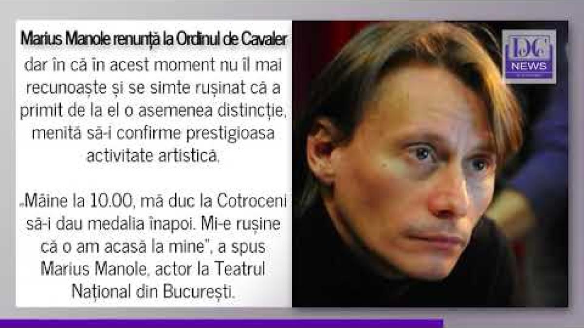 Marius Manole renunță la distincția primită de la Klaus Iohannis. „Mi-e rușine că o am acasă”