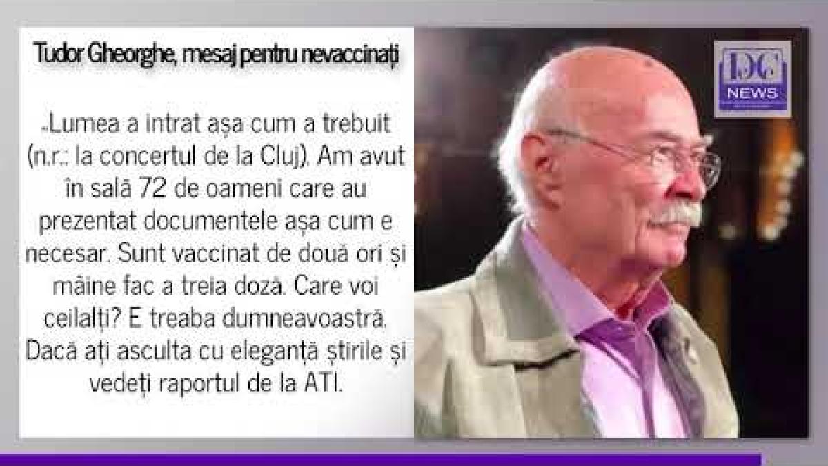 Tudor Gheorghe, mesaj pentru nevaccinați: Muriți în liniște