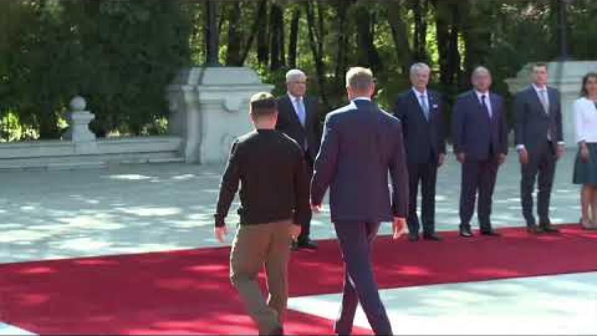 ceremonia primirii presedintelui ucrainei volodimir zelensky de catre presedintele klaus iohannis