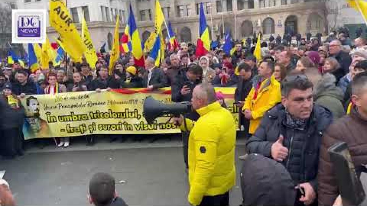 Marșul Unirii de la Focșani. Ce au scandat oamenii în frunte cu lideul AUR, George Simion