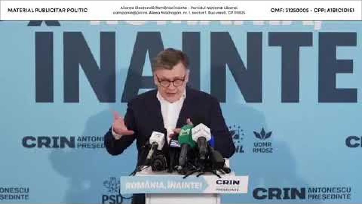 Conferință de presă susținută de candidatul Alianței România Înainte, Crin Antonescu